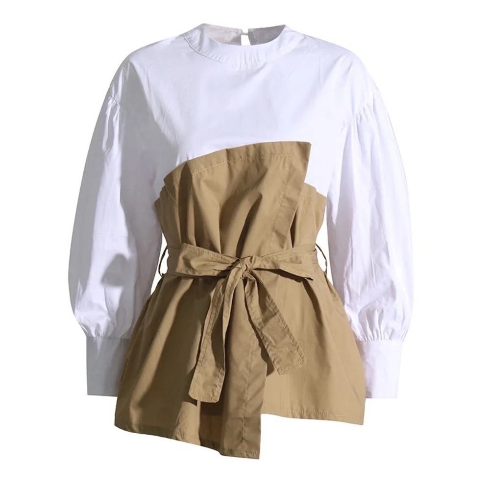 SHIRT BLOUSE LONG SLEEVE SPLICING
